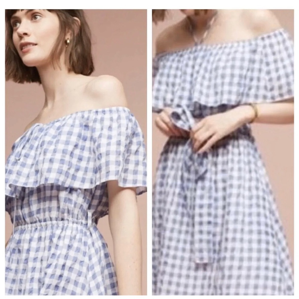 Anthropologie 11 1 Thylo Blue Plaid Gingham Dress NWT